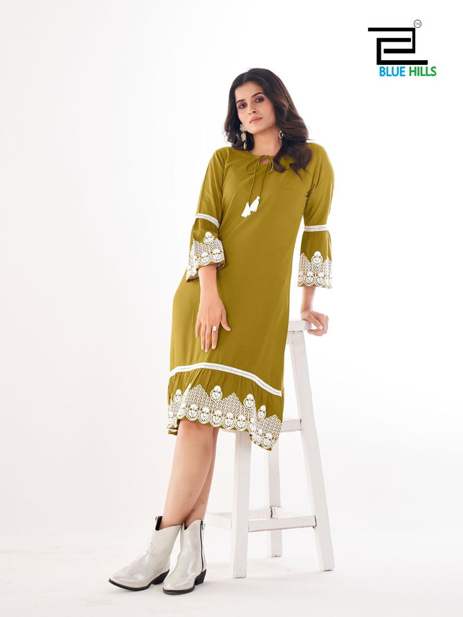 Wimbledon By Blue Hills Rayon Designer Kurtis Wholesale Price In Surat
